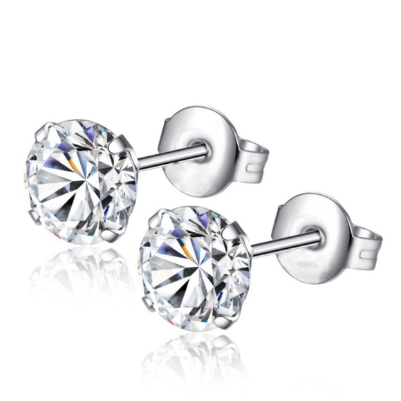 **AGATA* Silver x Zircon Fashion Stud Earrings - Picture 1 of 3